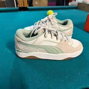 Puma Low-Top Sneakers in Mint Green and Cream